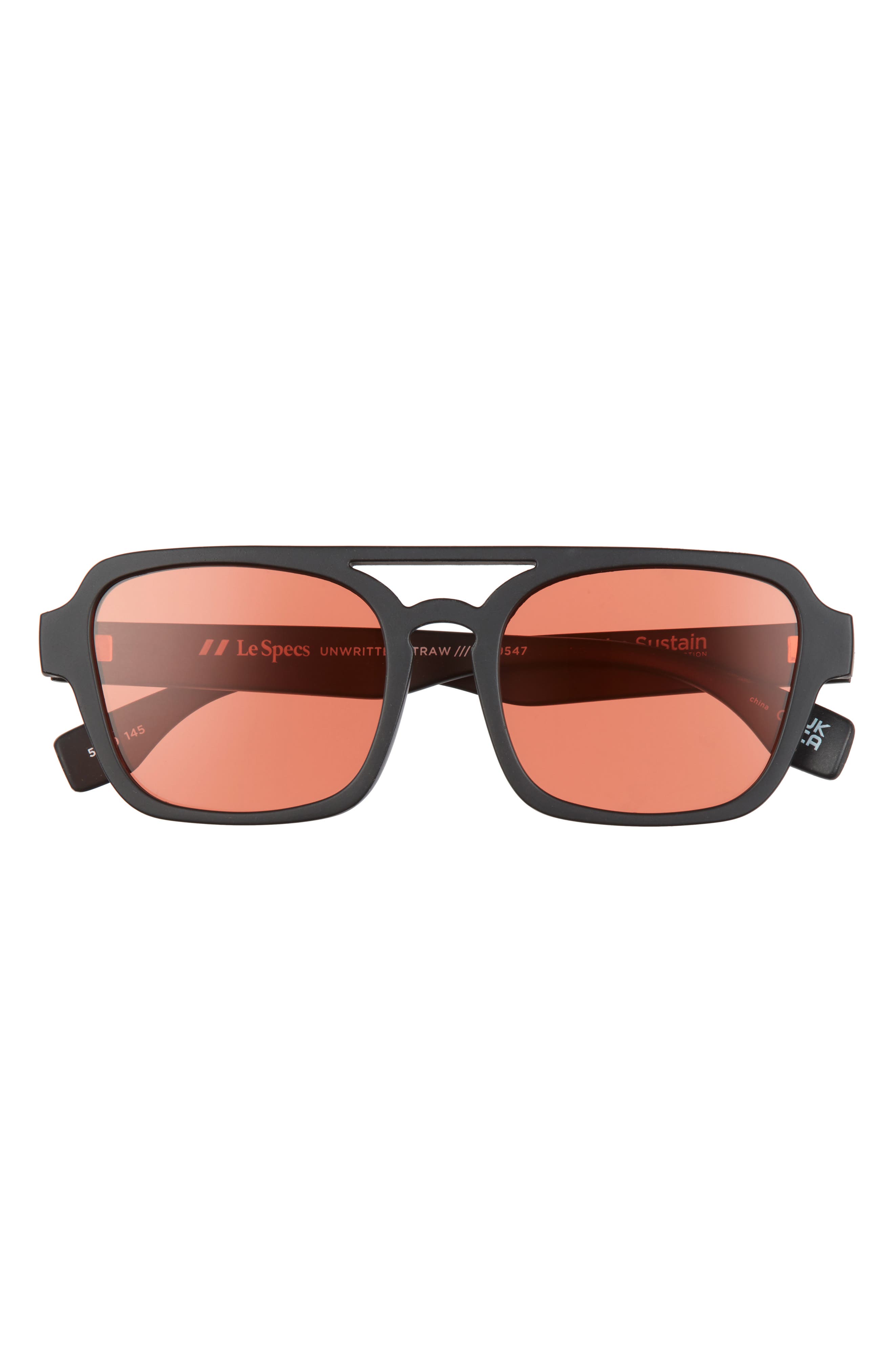 Areo Small Square Amber Colored Lens Aviator 50mm Black